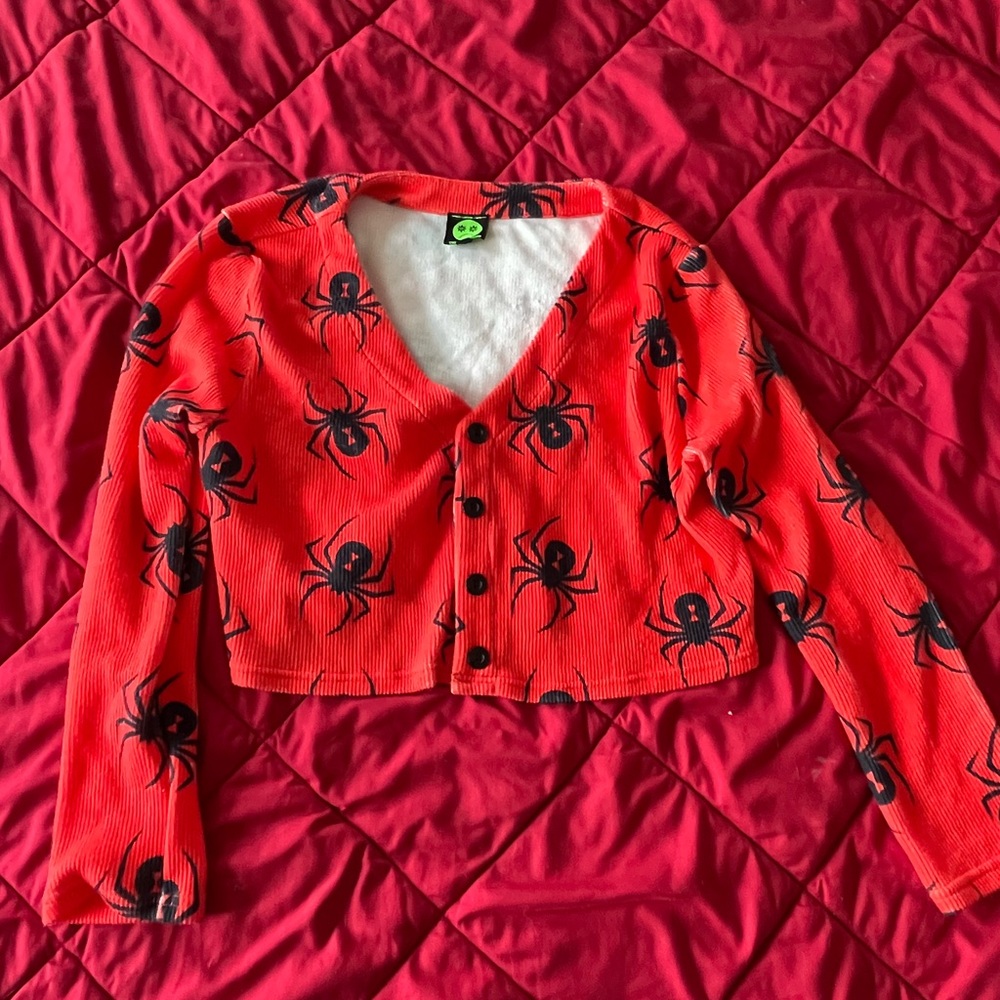 Tunnel Vision Red Widow Print Cardigan